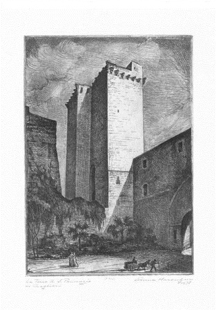 La Torre di S.Pancrazio da piazza Arsenale - acquaforte - 1938