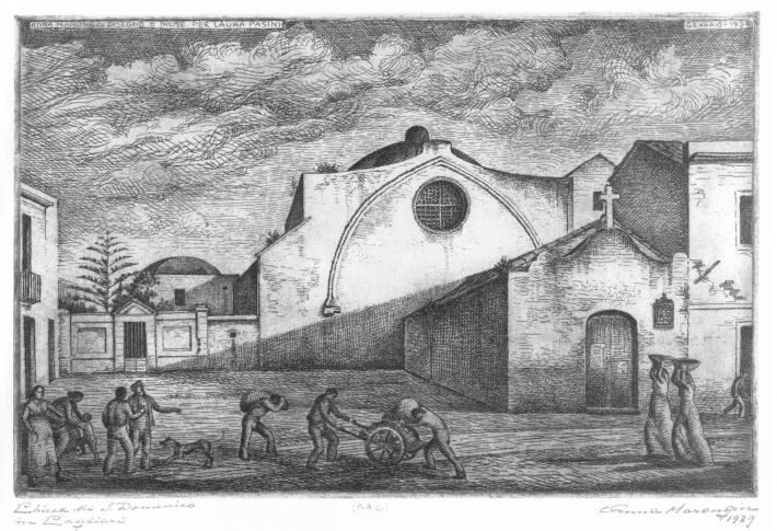 Chiesa di San Domenico in Cagliari - acquaforte - 1939